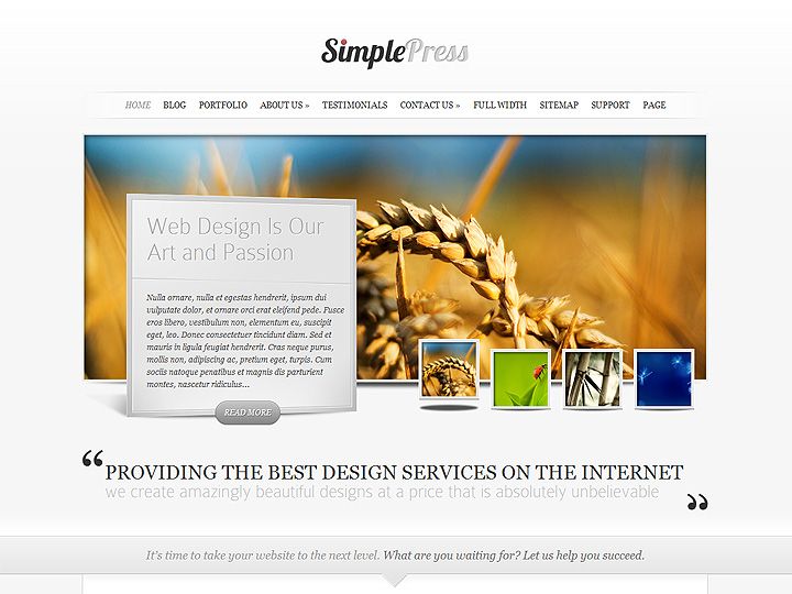 Immagini di presentazione con miniature per il vostro sito web