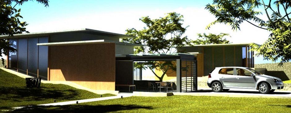 Restituzione 3D di edificio residenziale, con inserimento paesaggistico