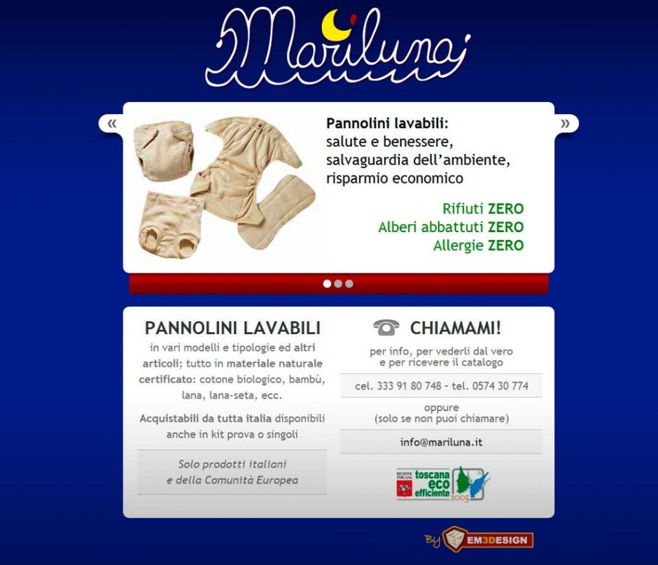 Un piccolo sito web con pannolini ecologici e lavabili