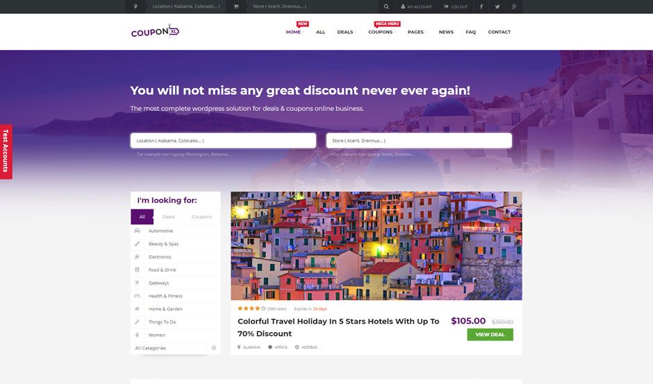 Sito web stile Groupon realizzato in WordPress