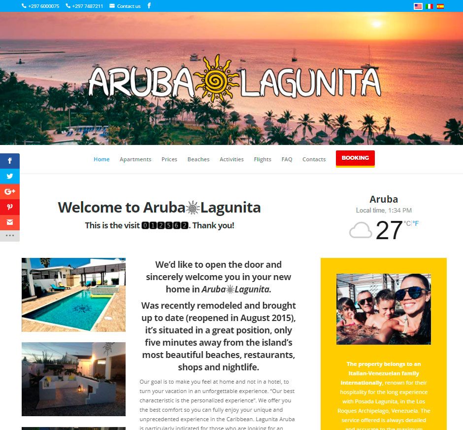 Sito per vacanze affitti turistici isola di Aruba